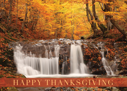 Woodland Waterfall Thanksgiving Card